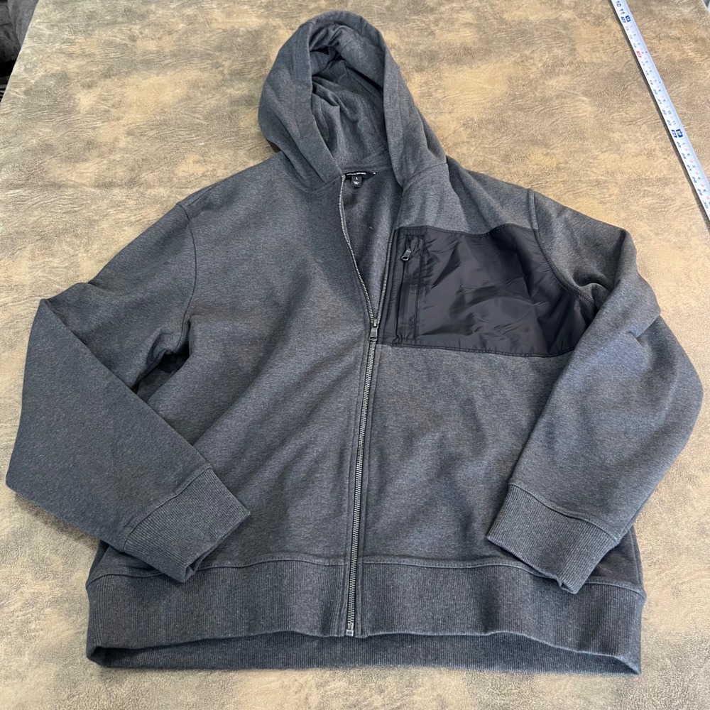 Banana Republic Mixed Media Full-Zip Hoodie Mens Large Gray 705101-00